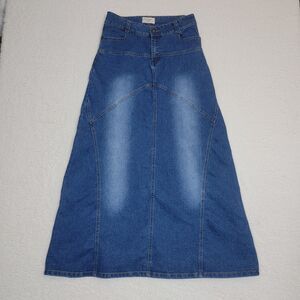 Alsharifa Jean Maxi Skirt 8 ~ Dark Wash Long Modest Western Stretch Distressed